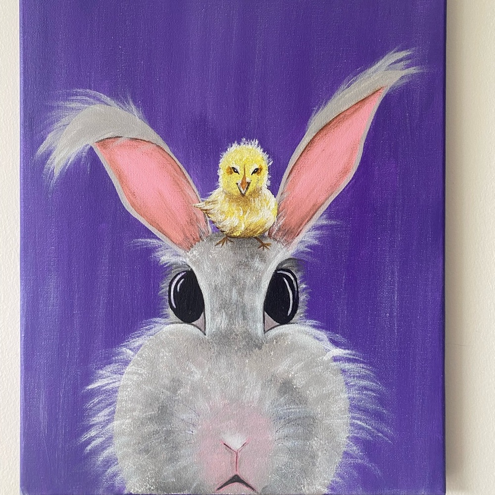 Easter bunny and chick painting
